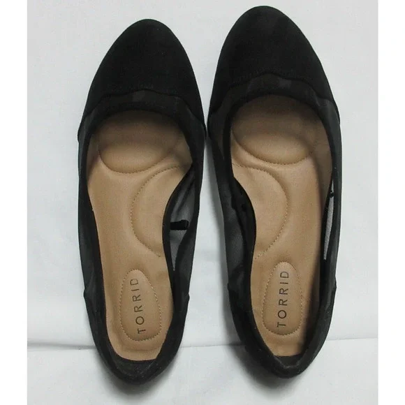 Torrid Women's Sz 9W Faux Black Suede/Mesh Almond Toe Ballet Flat - Picture 6 of 8